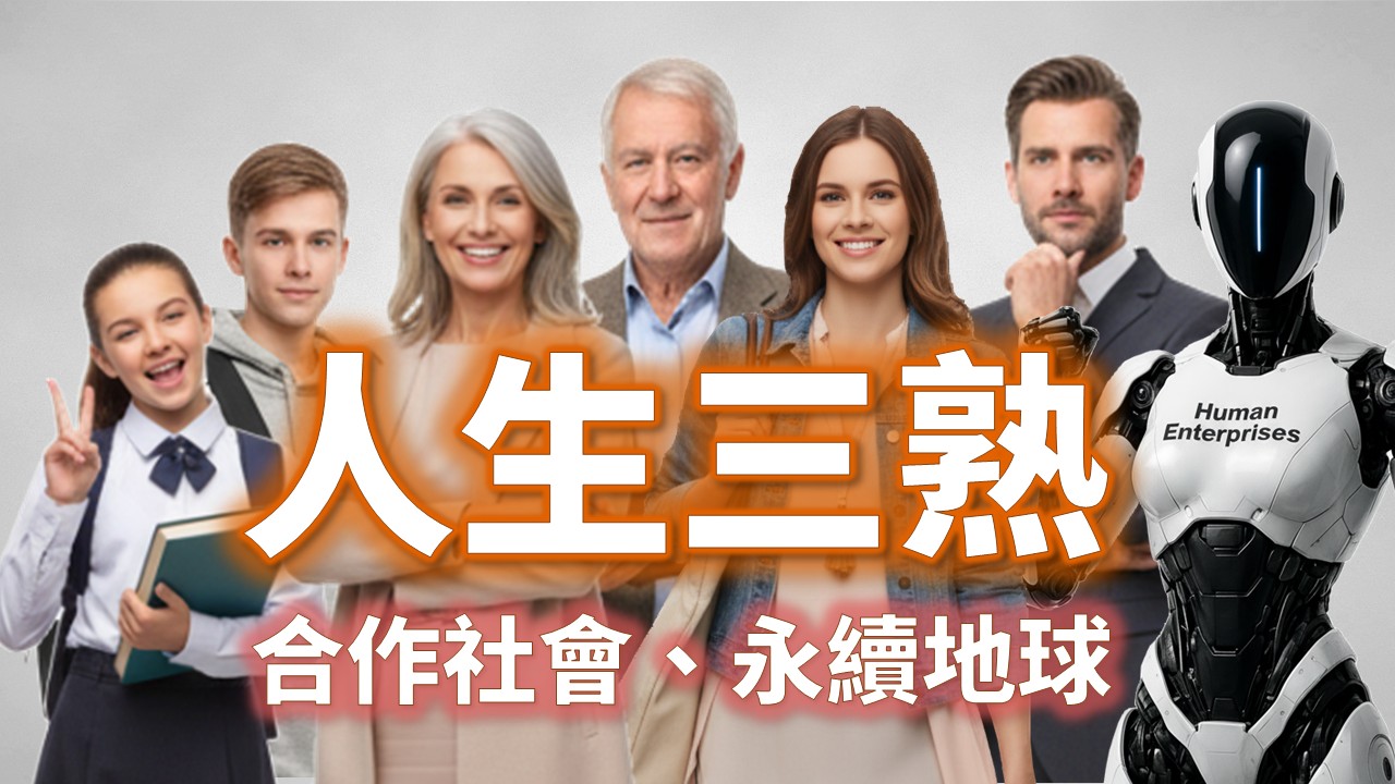 人類人生三熟：心智成熟、認知成熟、文明成熟，決定社會的和諧及協作效率，國家與宗教之間的戰爭才會消失，人類克服自卑，解決迷信及愚蠢、科技參與高效合作，社會不再有失業、貧困、無能的狀態，地球生態與生靈繁盛於地球之外